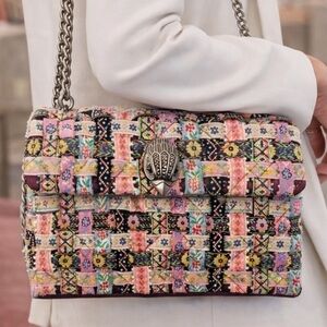 NWT Kurt Geiger Medium
Kensington Multicolor Woven
Tweed Patchwork Crossbody Bag